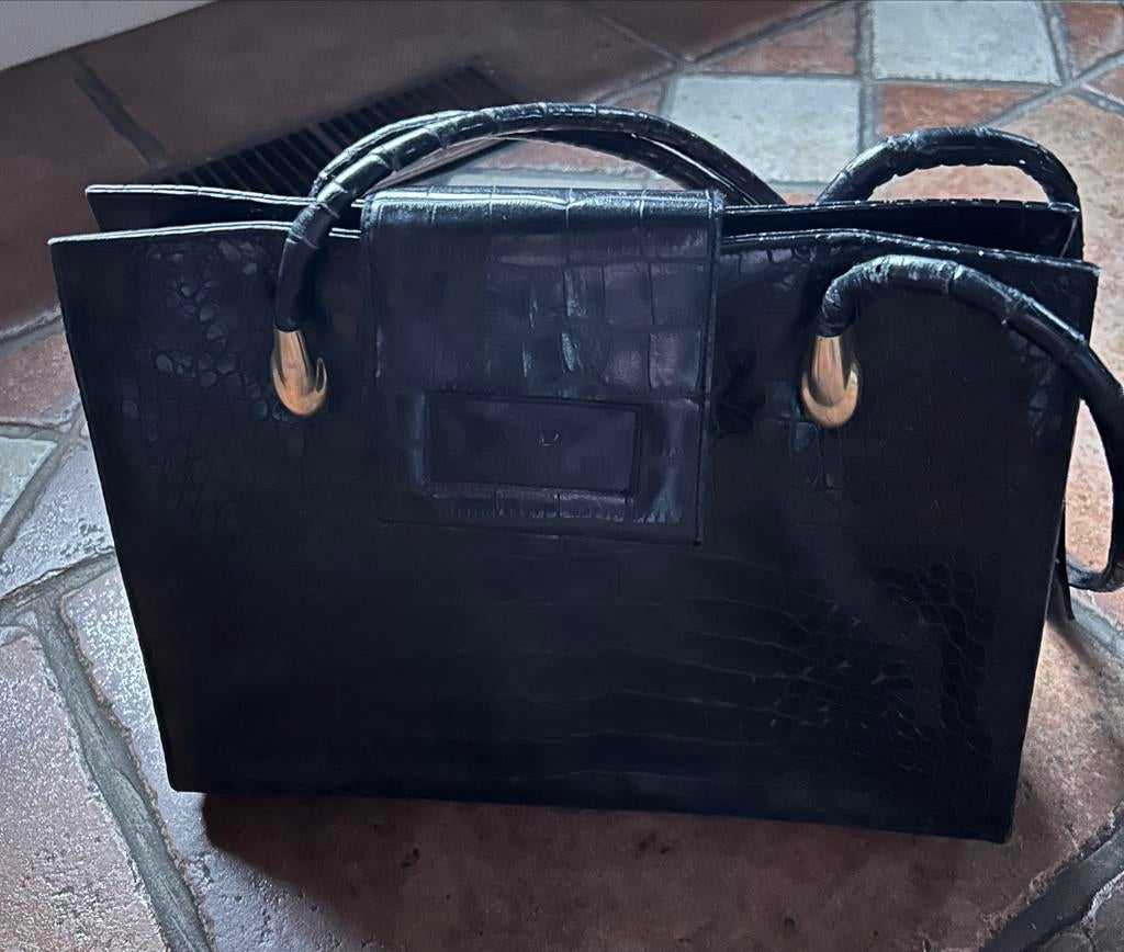 Elegante leren tas. Zwart, Ophalen of Verzenden, Gebruikt, Zwart, Handtas