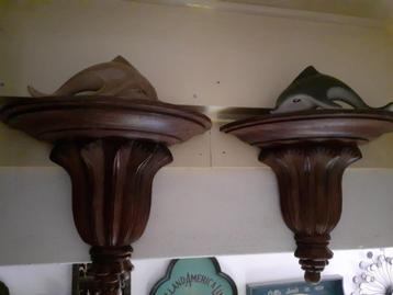  Antieke eikenhouten plateau wand console 2 stuks zeer mooi! beschikbaar voor biedingen