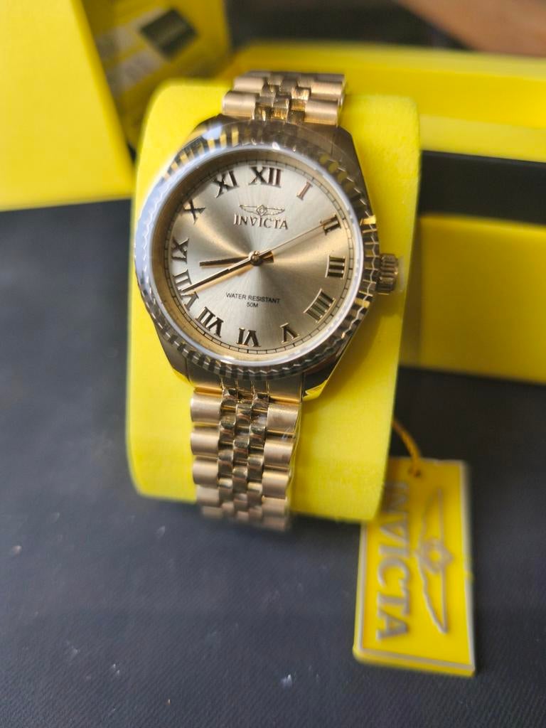 Nieuw Invicta Dames Horloge 36mm -47418- Goud, Sieraden, Tassen en Uiterlijk, Horloges | Dames, Ophalen of Verzenden, Nieuw, Staal