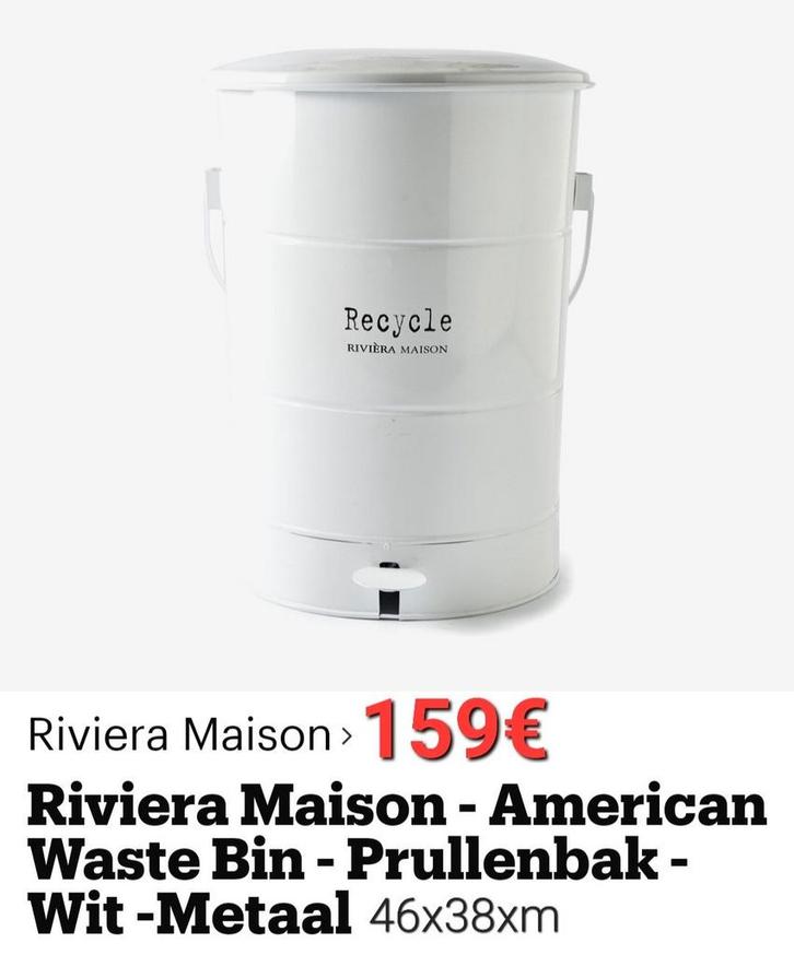 Rivièra maison prullenbak

American waste binnen *

Van €159, Huis en Inrichting, Woonaccessoires | Prullenbakken, Ophalen of Verzenden