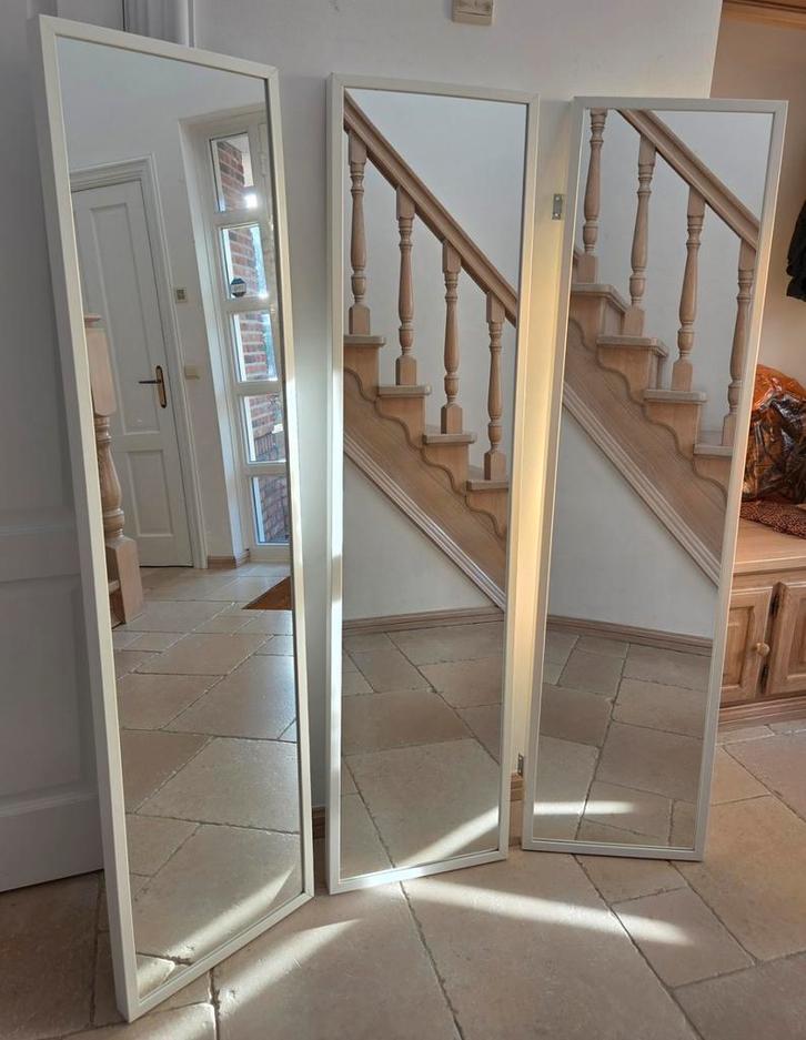 Drie witte spiegels, Huis en Inrichting, Woonaccessoires | Spiegels, Zo goed als nieuw, Minder dan 50 cm, 150 tot 200 cm, Rechthoekig