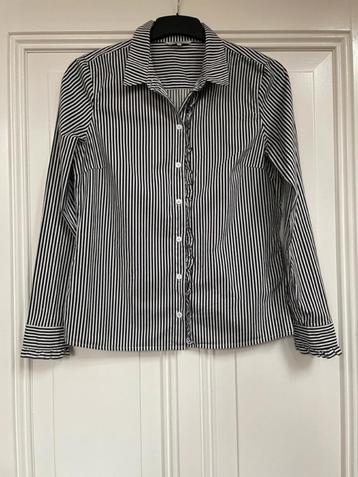 Sandwich blauw-wit gestreepte blouse met roezels maat 38  beschikbaar voor biedingen