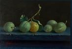 Schilderij stilleven pruimen op tafel. Hans Habraken., Antiek en Kunst, Kunst | Schilderijen | Klassiek, Ophalen of Verzenden