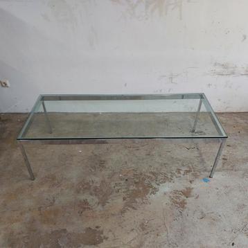 Vintage glazen salontafel  beschikbaar voor biedingen