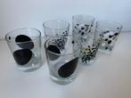 Sap glazen Water glas shot glas met zwarte deco op glas 6 x, Verzamelen, Glas en Borrelglaasjes, Nieuw, Frisdrankglas, Ophalen of Verzenden
