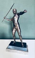 Art Deco bronzen beeld naakte man met speer, Ophalen of Verzenden