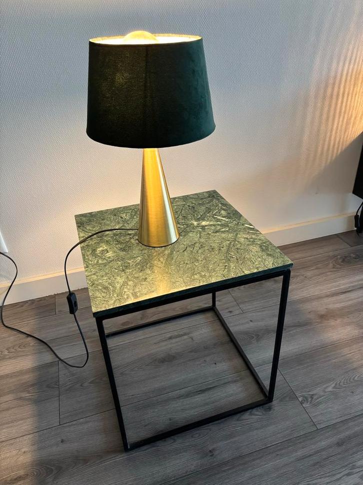 Groene marmeren bijzettafel - 60x60 cm, Huis en Inrichting, Tafels | Bijzettafels, Gebruikt, Vierkant, 45 tot 60 cm, 55 tot 75 cm