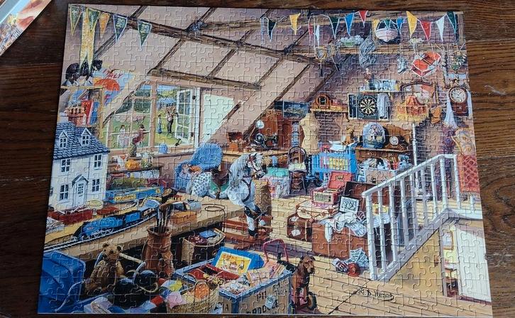Ravensburger 137091 oma's zolder 500 grote stukjes, Hobby en Vrije tijd, Denksport en Puzzels, Zo goed als nieuw, 500 t/m 1500 stukjes