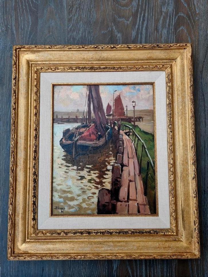 Ben Viegers / Botters in Volendam / olieverf op doek, Antiek en Kunst, Kunst | Schilderijen | Klassiek, Ophalen