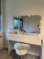Make-up tafel met spiegel en verlichting en kruk, Huis en Inrichting, Tafels | Kaptafels, Ophalen, 100 tot 150 cm, Zo goed als nieuw