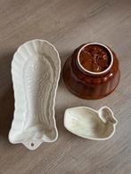 Puddingvorm 3x vintage ecru en bruin geglazuurd, Ophalen of Verzenden, Gebruikt