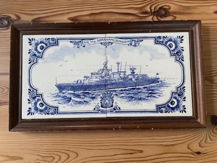 Tegeltableau Fregat Abraham Crijnssen., Verzamelen, Scheepvaart, Gebruikt, Overige typen, Motorboot, Ophalen of Verzenden