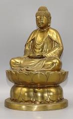 Brons verguld Amida Meditaite Boeddha beeld 21,5 cm CADEAU, Ophalen of Verzenden