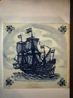 Delfts blauw tegel VOC schip de halve maen fabriek De Pauw, Antiek en Kunst, Ophalen of Verzenden