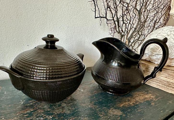 Antiek roomstel van Regout, rouwservies, Antiek en Kunst, Antiek | Servies los, Ophalen of Verzenden