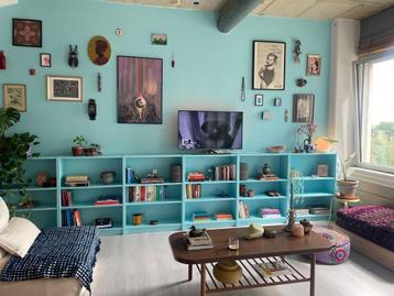 6 Blauwe IKEA Billy Boekenkasten