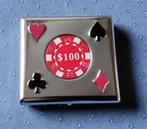 Metalen sigaretten doosje van Champ met poker versiering, Verzamelen, Rookartikelen, Aanstekers en Luciferdoosjes, Ophalen, Zo goed als nieuw