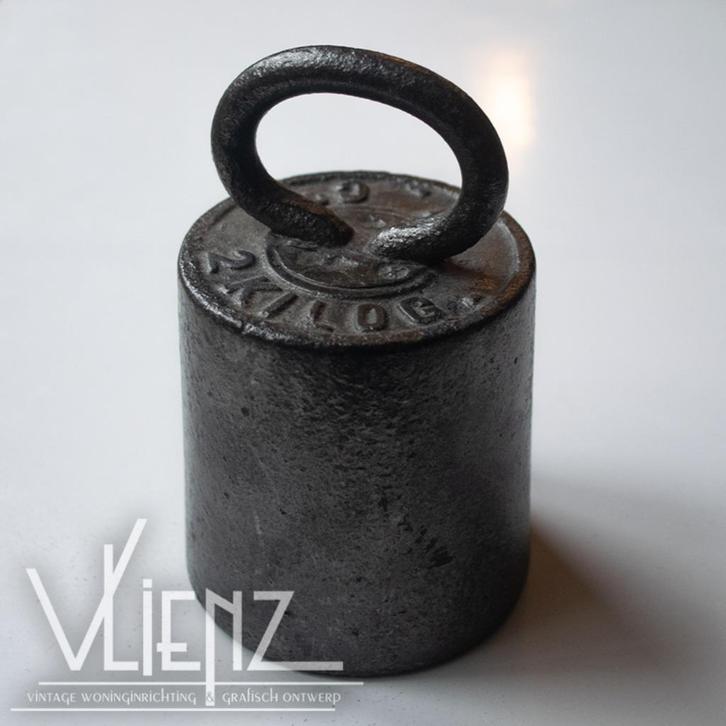 Vintage, industrieel gewicht 2 kilo kilogram, presse papier, Antiek en Kunst, Antiek | Overige Antiek, Ophalen of Verzenden