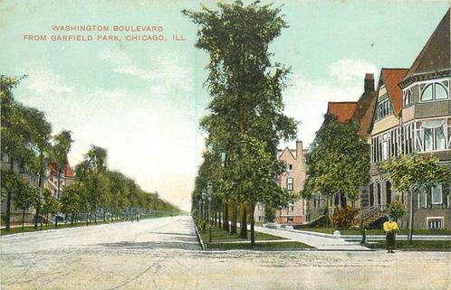 (379-162-029) Chicago IL Washington Boulevard, Verzamelen, Ansichtkaarten | Buitenland, Buiten Europa, Verzenden
