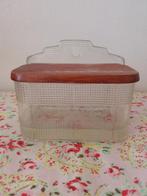 Vintage art deco zoutpot, bewerkt glas, keukenpot glas, Antiek en Kunst, Ophalen of Verzenden
