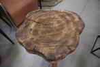 Robuuste houten bijzettafel plantentafel boomstam, Ophalen, Nieuw, 55 tot 75 cm, Overige vormen