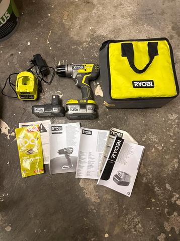 Ryobi Brushless Klop/Boormachine 2 Accu's lees beschrijving beschikbaar voor biedingen