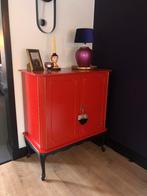 Brocant rode dressoir met zwarte poten, Huis en Inrichting, Kasten | Dressoirs, 50 tot 100 cm, 25 tot 50 cm, Brocant, Gebruikt