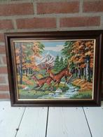 Prachtig geborduurd oud schilderij, Ophalen of Verzenden