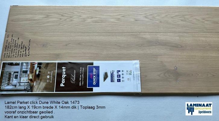 Lamel Parket Click Dune White oak oiled 14mm vooraf geolied, Huis en Inrichting, Stoffering | Vloerbedekking, Nieuw, Parket, Crème