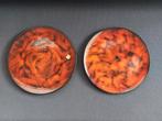 2 vintage oranje zwarte borden Jan van Erp Waalwijk, Ophalen of Verzenden