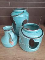Set van 3 turquoise Riverdale kaarsenhouders, Overige materialen, Blauw, Ophalen of Verzenden, Zo goed als nieuw