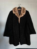Vintage bontjas | Karakul & Nerts | Zwart met lichtbruin, Ophalen of Verzenden, Zo goed als nieuw, Maat 36 (S), Zwart