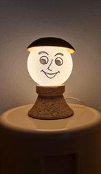 Tafellamp lachend gezicht op bollamp vorm aardewerk uniek  , Ophalen, Zo goed als nieuw, Vintage retro jaren 80 interieur design