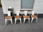 Stoer industriele vintage Tolix stijl stoelen € 25 pst, Ophalen, Wit, Vintage, Zo goed als nieuw