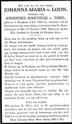 Loon Johanna 1880 Berghem 1958 Oss, Verzamelen, Bidprentjes en Rouwkaarten, Verzenden, Bidprentje