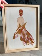 30x40x5 cm acrylverf “ dress” goud, koper en parelmoer., Antiek en Kunst, Kunst | Schilderijen | Abstract, Ophalen of Verzenden