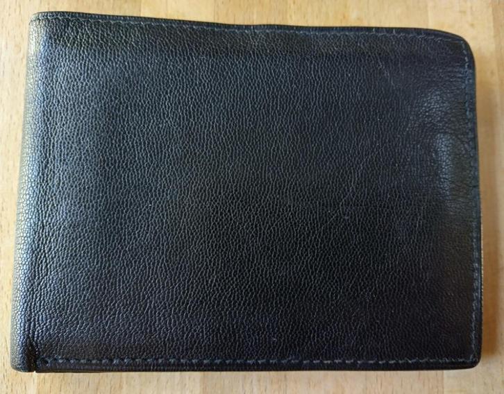 Zwarte portefeuille met bankkaarthouder en portemonee, Sieraden, Tassen en Uiterlijk, Portemonnees, Gebruikt, Overige merken, Zwart