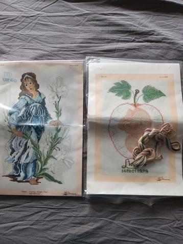 2 Vintage Borduurpakketten - Maagd & Appel beschikbaar voor biedingen