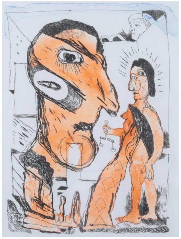 Lucebert Swaanswijk(1924)Ets Aquatint "De Weegschaal"Ges Gen, Antiek en Kunst, Kunst | Etsen en Gravures, Ophalen of Verzenden