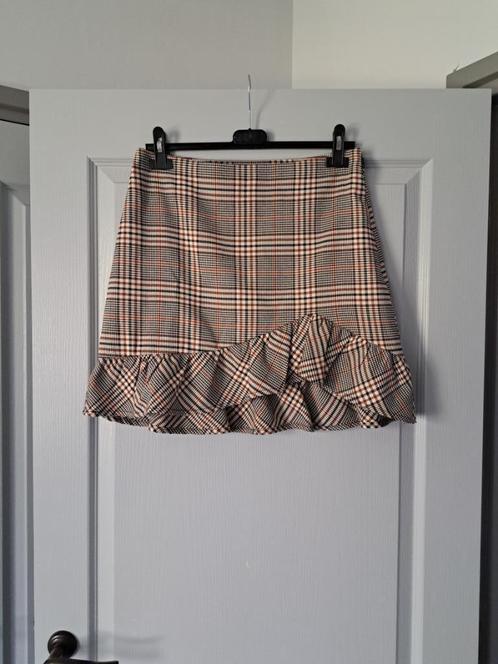 Heel mooi geruit rokje met ruche van Eksept, maat M., Kleding | Dames, Rokken, Zo goed als nieuw, Maat 38/40 (M), Beige, Boven de knie