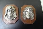 Maria en Jezus tableau, tin op hout, Antiek en Kunst, Ophalen of Verzenden