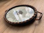 Antiek dienblad met veren achter glas, Antiek en Kunst, Curiosa en Brocante, Ophalen of Verzenden