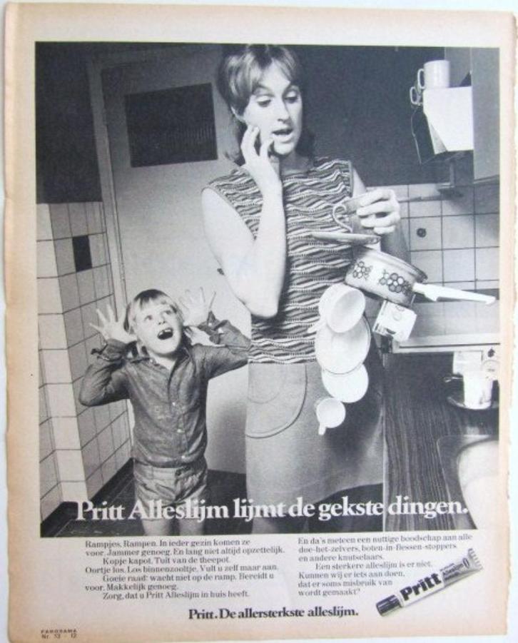 7 vintage advertenties reclames Pritt lijm 71-72, Verzamelen, Merken en Reclamevoorwerpen, Gebruikt, Overige typen, Ophalen of Verzenden