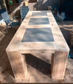Steigerhout tafels met natuurstenen gratis thuisbezorgd, Tuin en Terras, Tuintafels, Ophalen of Verzenden, Nieuw, Rechthoekig
