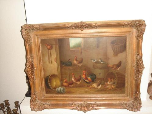 Hermanus van Tankeren (1900 - 1980),  Fowls in the barn., Antiek en Kunst, Kunst | Schilderijen | Klassiek, Ophalen of Verzenden