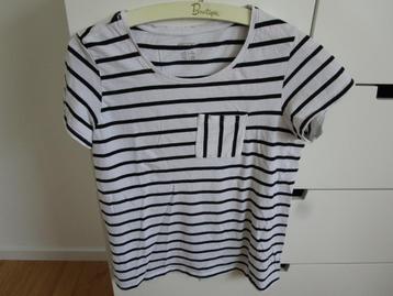 Wit/zwart gestreept shirt met borstzakje maat S beschikbaar voor biedingen