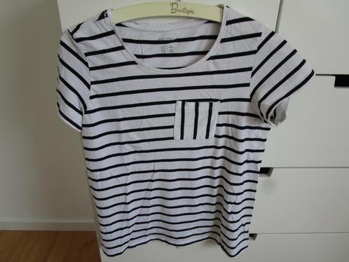 Wit/zwart gestreept shirt met borstzakje maat S, Kleding | Dames, T-shirts, Zo goed als nieuw, Maat 36 (S), Wit, Korte mouw, Ophalen of Verzenden