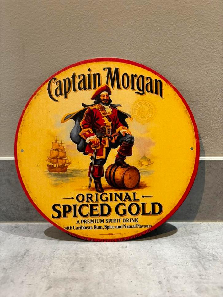 Retro metalen reclame wandbordje Captain Morgan mancave bar, Verzamelen, Merken en Reclamevoorwerpen, Zo goed als nieuw, Reclamebord