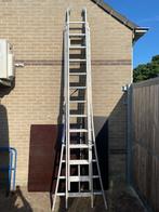 3 delige lader, Doe-het-zelf en Verbouw, Ladders en Trappen, Ophalen, Gebruikt, Ladder, Opvouwbaar of Inschuifbaar