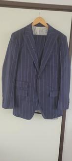 Donkerblauw met witte steepjes pak van het merk suitsupply, Kleding | Heren, Ophalen of Verzenden, Zo goed als nieuw, Blauw